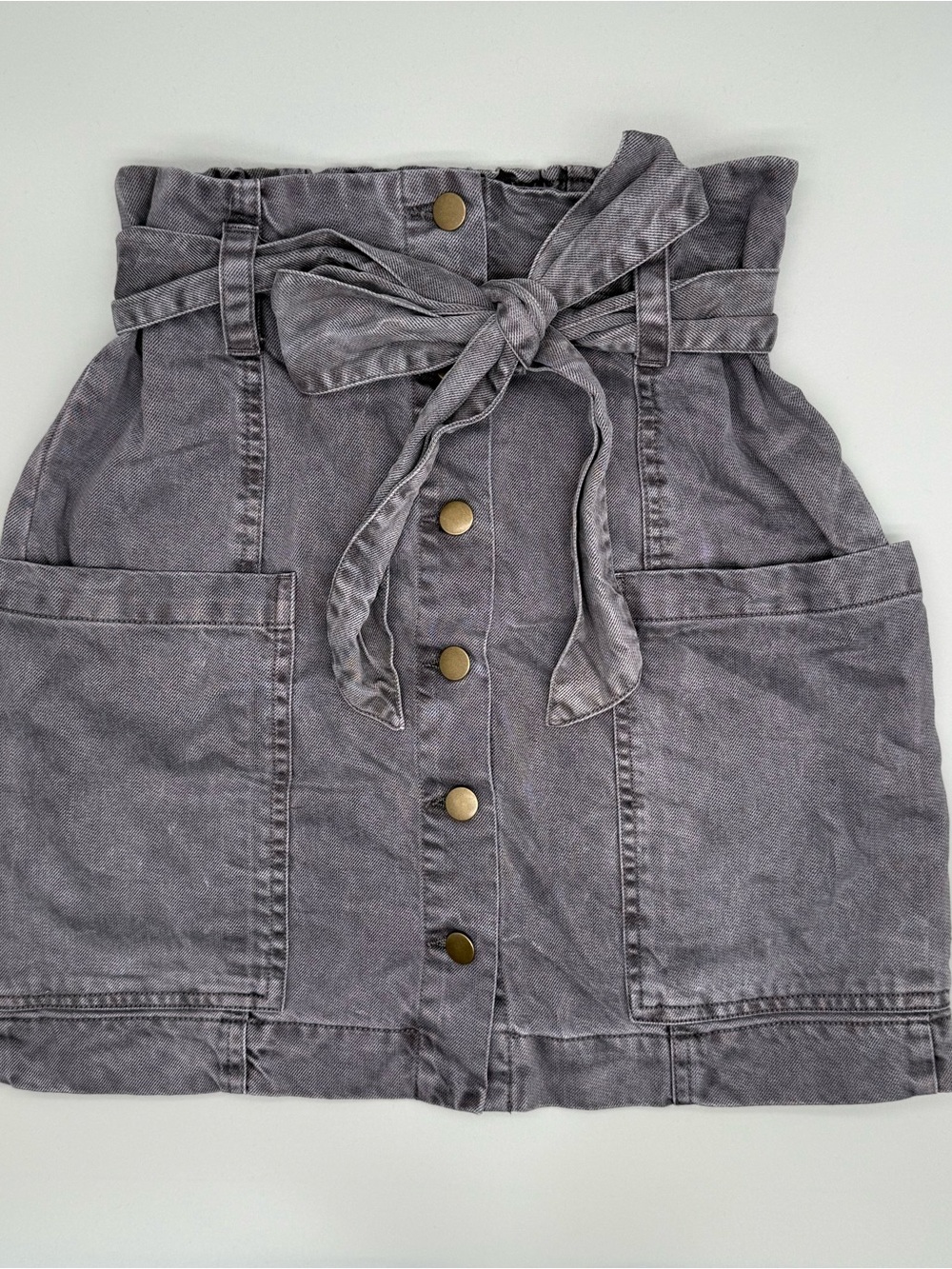 Young Fabulous & Broke Women’s S Grey Paperbag Mini Skirt Boho Festival Utility